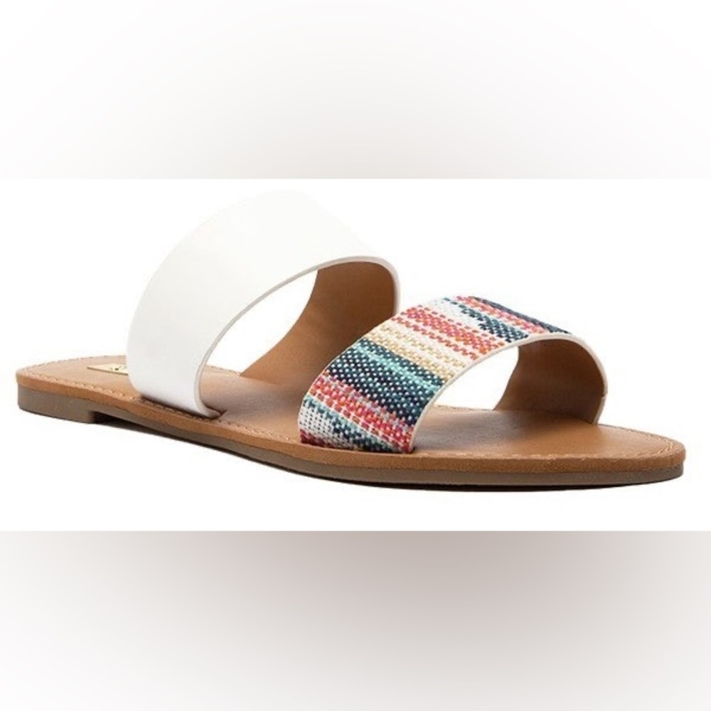 NIB Qupid Athena multi color white sandal